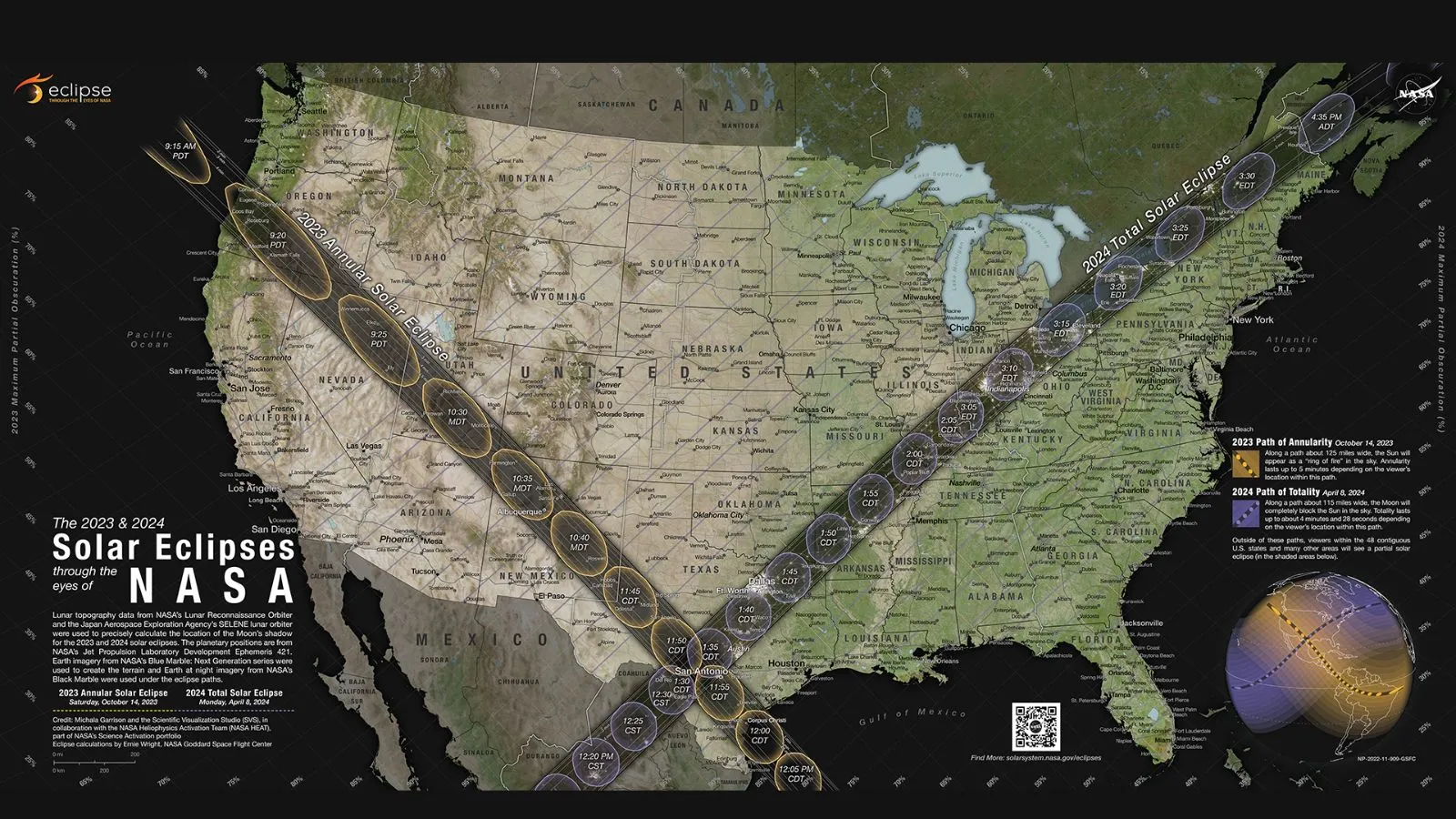 This NASA map shows what time the total eclipse will be visible in different parts of the United States.